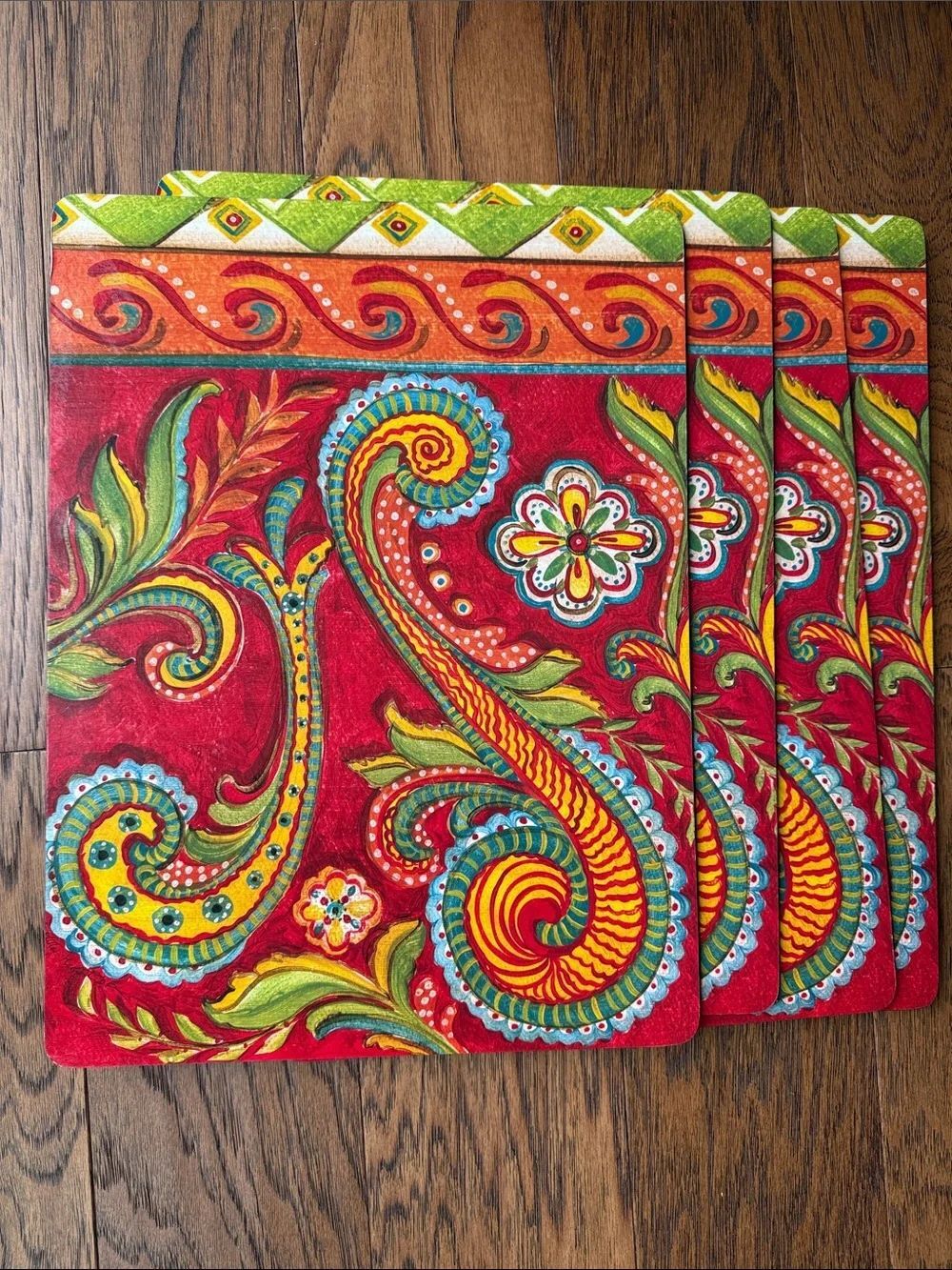 Vibrant Red Paisley Placemat Set of 4